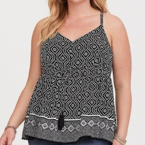 Black & White Border Print Challis Cami Size 2 - Picture 1 of 7